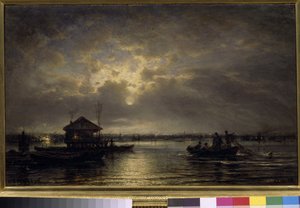 Summer Night on the Neva. Painting by Alexei Bogolioubov, 1875