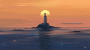 Golden Lighthouse Sunset