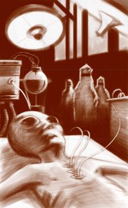 Fantastic Creature: an alien subjected to laboratory tests by Alessandro Lonati