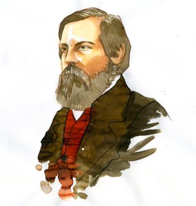 Portrait of Friedrich Engels (1820-1895), German socialist theorist and politician by Alessandro Lonati