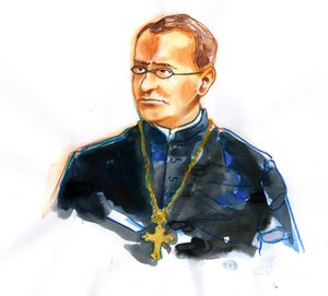 Portrait of Gregor Mendel (1822-1884) Catholic monk and botanist founder of genetics by Alessandro Lonati