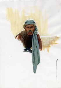 Portrait of a pirate or sailor sitting in the daylight
