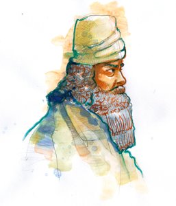 Representation of Zoroaster or Zarathustra founder of Zoroastrianism by Alessandro Lonati