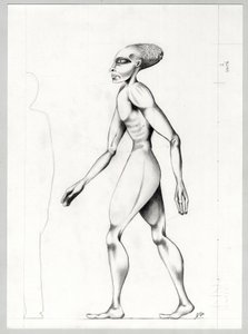 Science fiction illustration: an alien from the planet Mars to the conquest of space by Alessandro Lonati