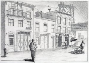 United States, New York: view of a street from a neighborhood of the city in the 1950s