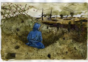 World War I: a hairy man in the trench by Alessandro Lonati