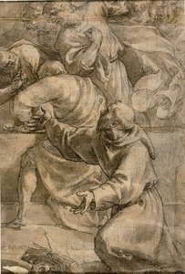 Fragment of an Assumption Scene: Apostles, with Saint Francis of Assisi in the Foreground by Alessandro Turchi