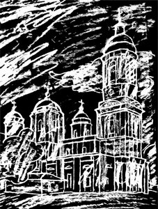 Church under clouds by Alex Caminker