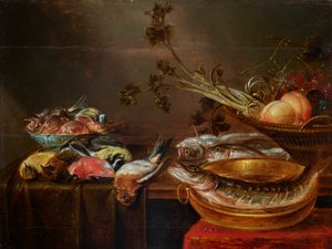 Still Life with Fish, Birds and Fruit