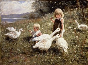 Feeding Geese by Alexander Koester