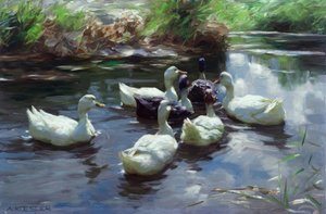 A. Koester, Ducks at the Pond
