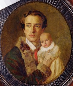 Portrait of Alexander Herzen with his son, 1840