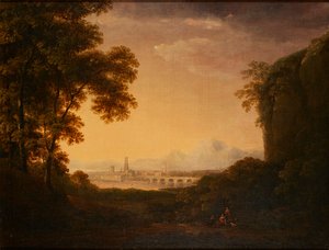 Figures in a Wooded Italian Landscape