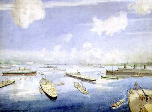 Wartime shipping on the Gair Loch by Alexander Nesbit Paterson