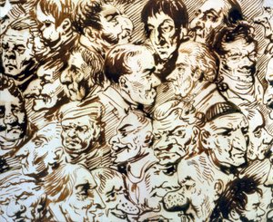 Self Portrait with Portraits of Giacomo Quarenghi and Thomas de Thomon by Alexander Osipovich Orlowski