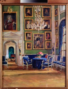 In a Reception Room - Work by Alexander Valentinovich Sredin (Sredine) (1872-1934) - Russian art, late 19th-early 20th century, modernism - A Pushkin Memorial Museum, Saint Petersburg by Alexander Sredin