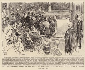 The Disgraceful Scene in the House of Commons, ejecting Refractory Irish Members
