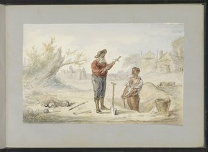 Man Digging Up a Sword on an Old Battlefield by Alexander Ver Huell