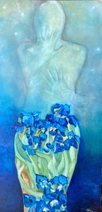 Ethereal Figure Blue Irises by Alexandra Higgins