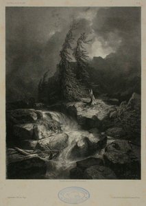 Mountain Stream in Storm by Alexandre Calame