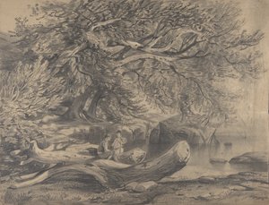 Two Men Resting by a Lake, early to mid-19th century