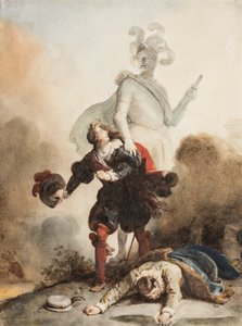 Don Juan and Leporello Meet the Statue of the Commander at the Cemetery