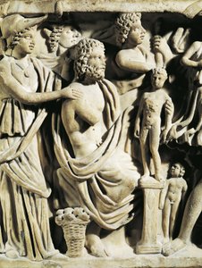 Marble Sarcophagus, Relief Depicting Prometheus Myth, Detail, Athena Assisting Prometheus while He Creates Humans, From Arles by Nicolas Toussaint Charlet
