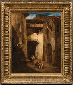 Italian Courtyard by Alexandre Gabriel Decamps