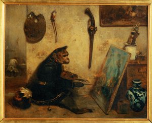 The Painting Monkey, also known as Interior of a Studio by Alexandre Gabriel Decamps