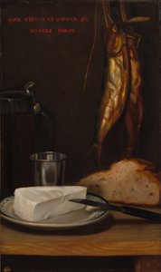 Still Life with Herring, Bread, and Cheese, 1858 by Alexandre Gabriel Decamps