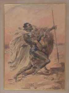 Struggle between a Warrior and a Lion by Alexandre Marie Colin