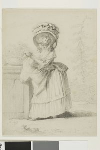 An Elegant Young Woman in a Garden by Alexandre Moitte
