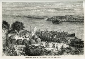 Camp Fortifies the Expedition to Protect Itself from the Cannibals Mouana Ntaba by Alexandre de (after) Bar