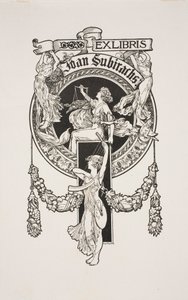 Book-Plate of Joan Subirachs by Alexandre de Riquer