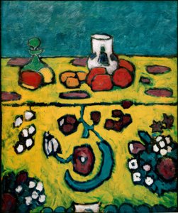 Still Life with Colorful Blanket by Alexej von Jawlensky