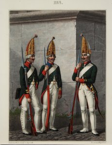 Grenadiers of the Preobrazhensky, Semenovsky and Izmailovsky Regiment in 1796-1797 by Alexey Gavrilovich Petrovsky