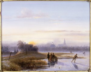 River Scene with Skaters