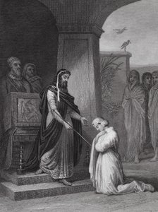 Esther before King Ahasuerus, Esther, Ch 15, v 11 by Alfred (after) Johannot