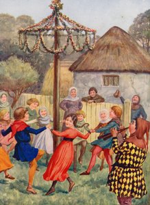 Merrie England: Round the maypole by Alfred (after) Pearse