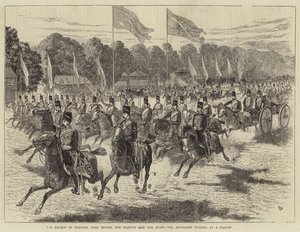 The Review in Windsor Park before Her Majesty and the Shah, the Artillery passing at a Gallop (engraving) by Alfred Chantrey Corbould