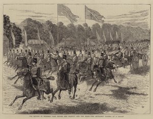 The Review in Windsor Park Before Her Majesty and the Shah, the Artillery Passing at a Gallop by Alfred Chantrey Corbould