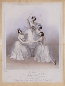The Celebrated Pas De Quatre composed by Jules Perrot, as danced at Her Majesty’s Theatre by Alfred Edward (after) Chalon