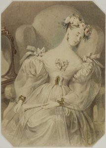 Woman in Evening Dress Asleep in Armchair by Alfred Edward Chalon