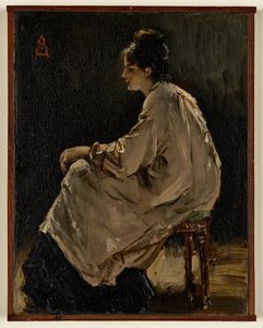 Seated Girl by Alfred Emile Leopold Joseph Victor Stevens