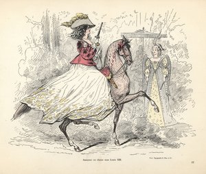 Hunting Costume for a Woman, Era of King Louis XIII of France by Alfred Grevin