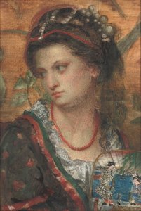 A softened lustre in her eye, all crimson like the rose, scarce tinged her cheek by Alfred Hassam