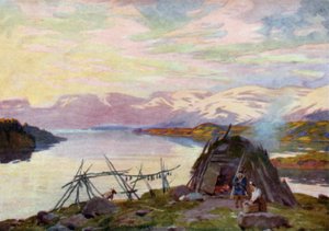 A Lapp Hut on Lake Torne Trask, Midnight