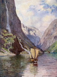 Gudvangen, Sogne Fjord by Alfred Heaton Cooper
