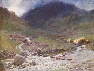 Lake District: Stepping-stones, Far Easedale, Grasmere by Alfred Heaton Cooper