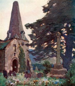 Porlock Church and Cross by Alfred Heaton Cooper